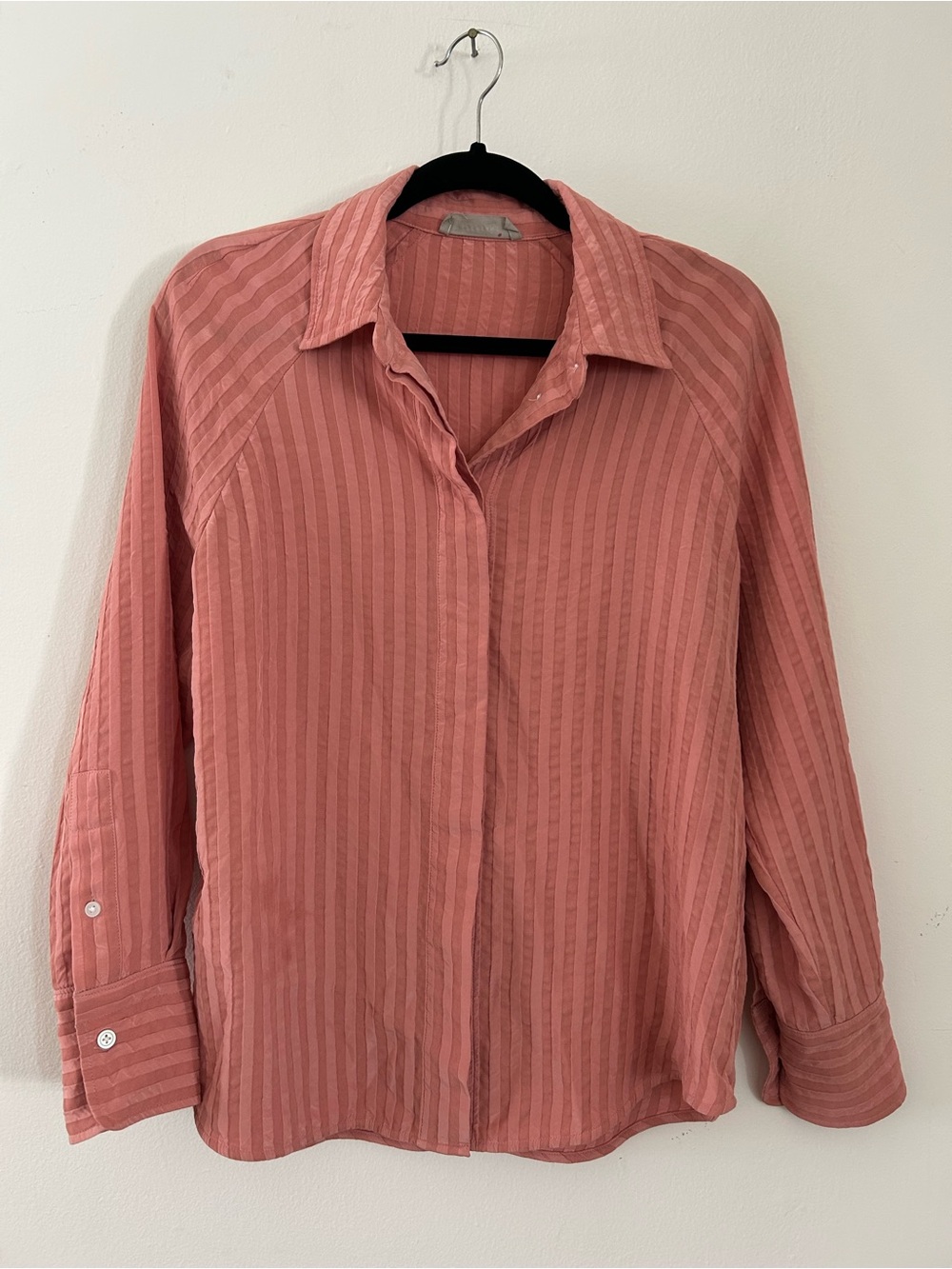 Everlane The City Stripe Shirt Light Rose / Pink colorway Size 8